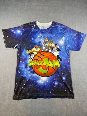 Space Jam Galaxy Graphic Short Sleeve Tee - Blue Size Small